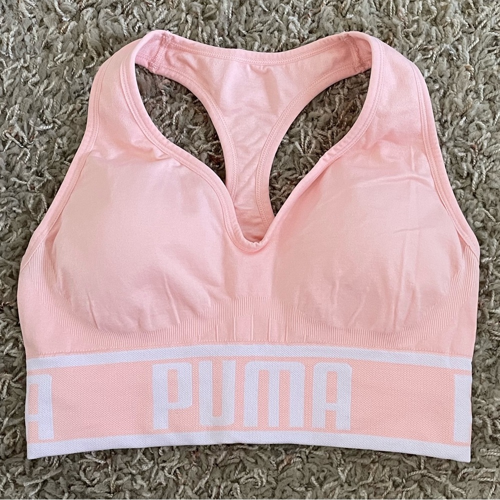 Puma Pink Seamless Racerback Sports Bra